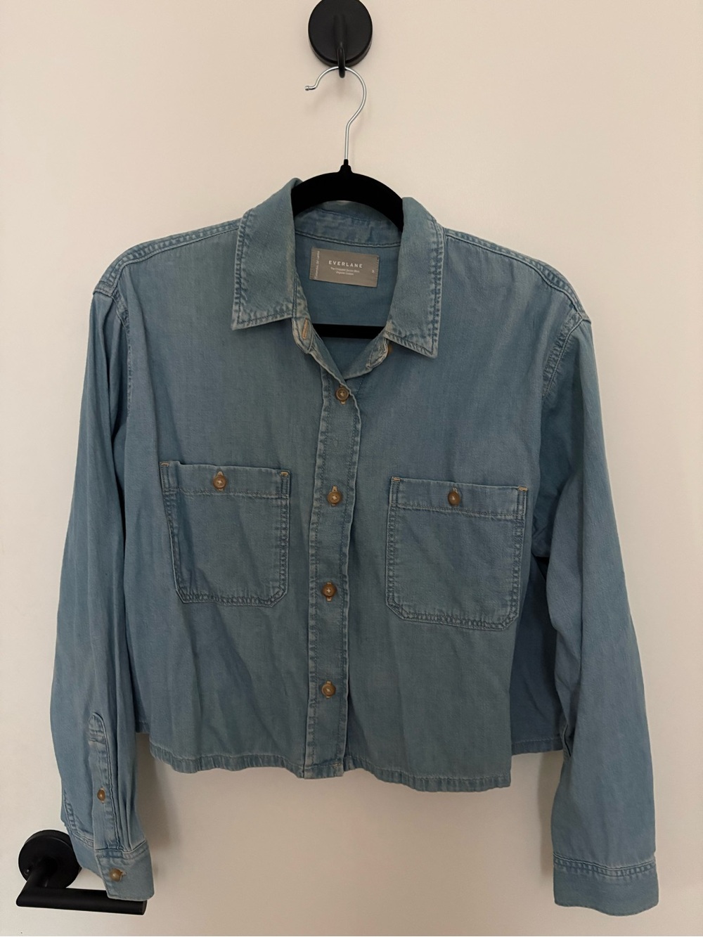 Everlane The Cropped Denim Shirt 100% Cotton